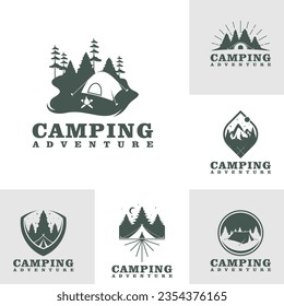 Set of Camping logo design Template. Camping Adventure logo vector illustration.