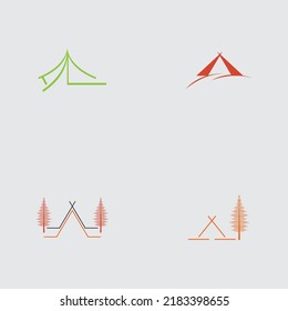 conjunto de plantillas de diseño de ilustraciones vectoriales del logotipo de camping