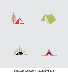 conjunto de plantillas de diseño de ilustraciones vectoriales del logotipo de camping