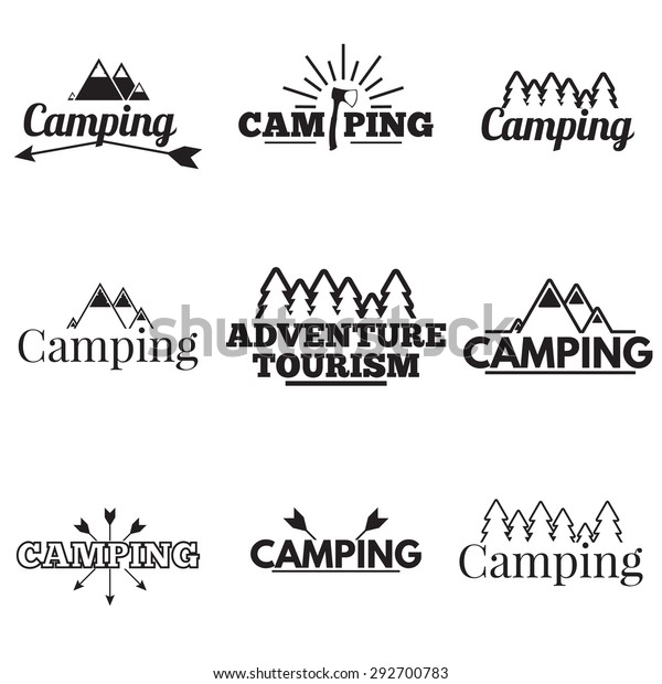 Set of camping\
logos, labels and emblems
