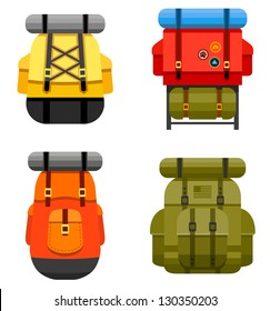 Conjunto de gráficos e iconos de camping y mochila militar