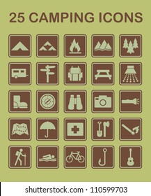 Set of camping and nature related icons.