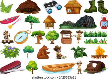 Set of  camping object illustration