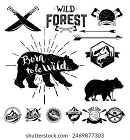 Set of the Camping, outdoor labels and design elements.