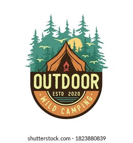 Set of camping and outdoor logo