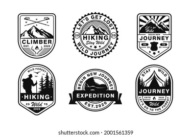 Set of camping and outdoor logo