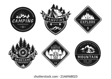 Set of camping and outdoor logo