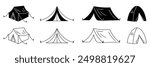 Set of camping tent icon collection. Hiking camp symbol. Vector Illustration.