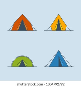 Set Of Camping Tents Vector Icon