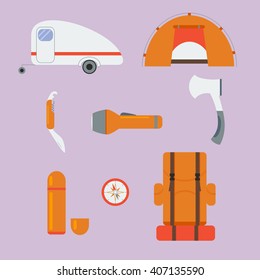 Set of Camping and Tourist Equipment/ Camping Vector Icons