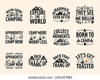 Set of camping  t-shirt design  