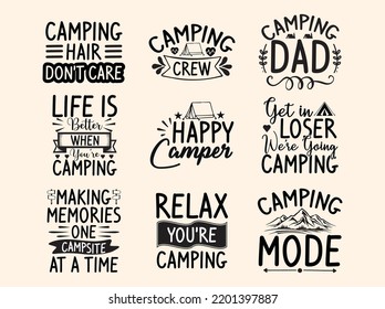 Set of camping  t-shirt design  