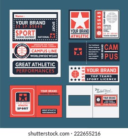 set for campus cars, sport brand, typography 