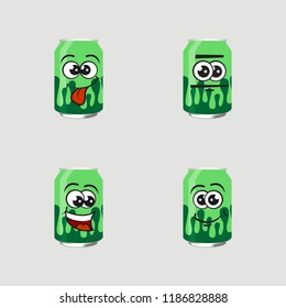 Set of can bottle expressions,happy, happy, angry, sad, disappointed ,lol ,vector illustration