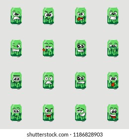 Set of can bottle expressions,happy, happy, angry, sad, disappointed ,lol ,vector illustration