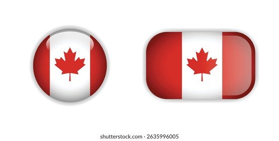 set of Canada flag button vector on white isolated