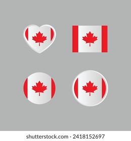 Set of canada flag design vector collection isolated