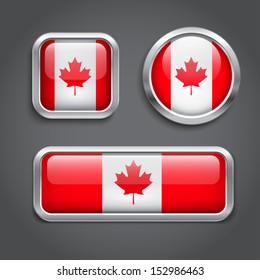 Set of Canada  flag glass buttons