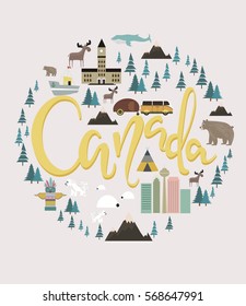 Set of Canada landmarks. Vector illustration