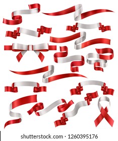 Set of Canadian flag ribbons, vector collection of decorative elements and banners, decoration for Canadian holidays . EPS 10 contains transparency.