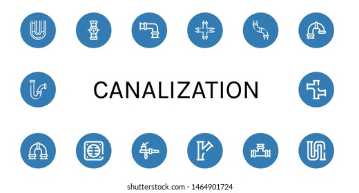Set of canalization icons such as Pipe, Drain, Piping, Pipes , canalization