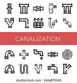 Set of canalization icons such as Pipe, Drain, Pipes, Drainage , canalization