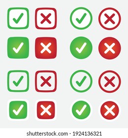 Set of Cancel and check button collection to make an icons