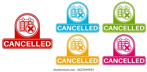 set cancelled sign labels icon. cancel information sign social media template design vector illustration