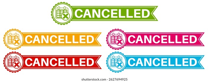 set cancelled sign labels icon. cancel information sign social media template design vector illustration