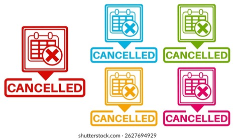 set cancelled sign labels icon. cancel information sign social media template design vector illustration