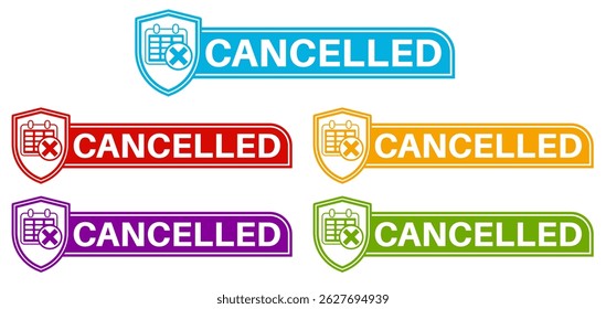 set cancelled sign labels icon. cancel information sign social media template design vector illustration