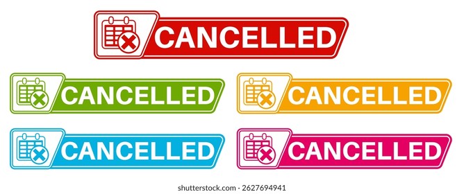 set cancelled sign labels icon. cancel information sign social media template design vector illustration
