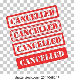 Conjunto de símbolos de marca cancelada, botón de signo de etiqueta adhesiva, ilustración vectorial de banner de texto .