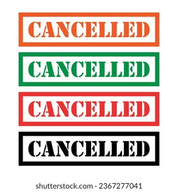 Conjunto de símbolos de marca cancelada, botón de signo de etiqueta adhesiva, ilustración vectorial de banner de texto .