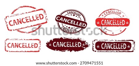 set of cancelled vector badges illustration