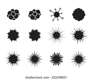 Set of cancer cell in flat style. Bacteria, disease, pathogen, germ, bacterium HIV and virus
