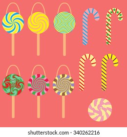 Set of candies, christmas tree decorations, vector