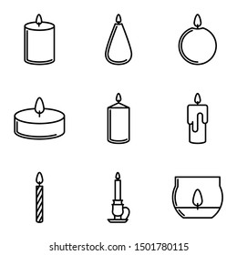 Set of candle icons. Black vector set.