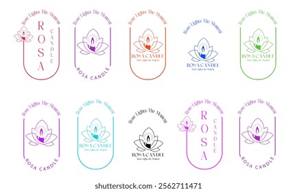 set of candle logo line art vector simple minimalist illustration template icon graphic design. bundle collection of various wax sign or symbol for shop or business concept