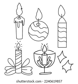 Set of Candle red and white color on christmas celebration. candle element christmas