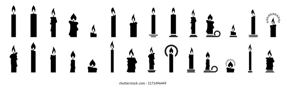 Set candle silhouettes for religion commemorative and party