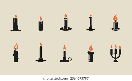 Set candle silhouettes for religion commemorative and party