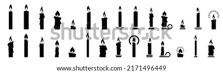 Set candle silhouettes for religion commemorative and party