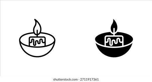 Conjunto de ícones de vetor de vela em design de estilo de linha para sites, aplicativos e design de interface do usuário, isolado em um fundo branco. Traçados editáveis. Ilustração vetorial EPS 10.
