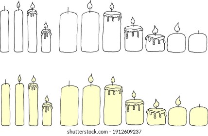 Set of candles сan be used as a template. Graphics and fill