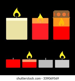 Set of candles. Flat style vector illustration.