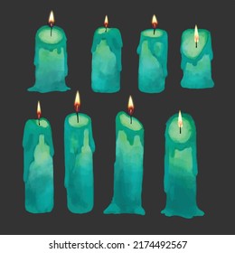 set of candles  isolated on gray background vecter 