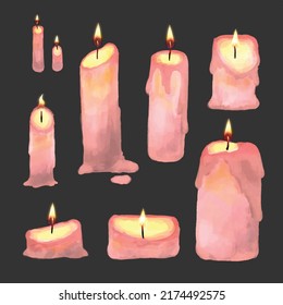 set of candles  isolated on gray background vecter 