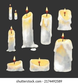 set of candles  isolated on gray background vecter 