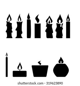 Set of candles isolated on white background, vector illustration